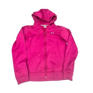 Under Armour Women's Pink Full Zip Hoodie Medium Hooded Long Sleeve Sweatshirt